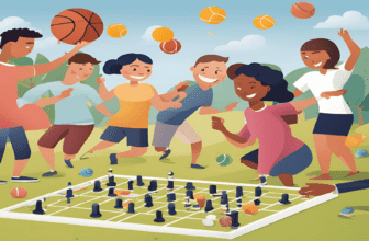 بالغوں کو مختلف کھیل کی سرگرمیوں میں مشغول دکھایا گیا ہے، جو دماغی اور جسمانی صحت پر کھیل کے مثبت اثرات کو اجاگر کرتا ہے۔