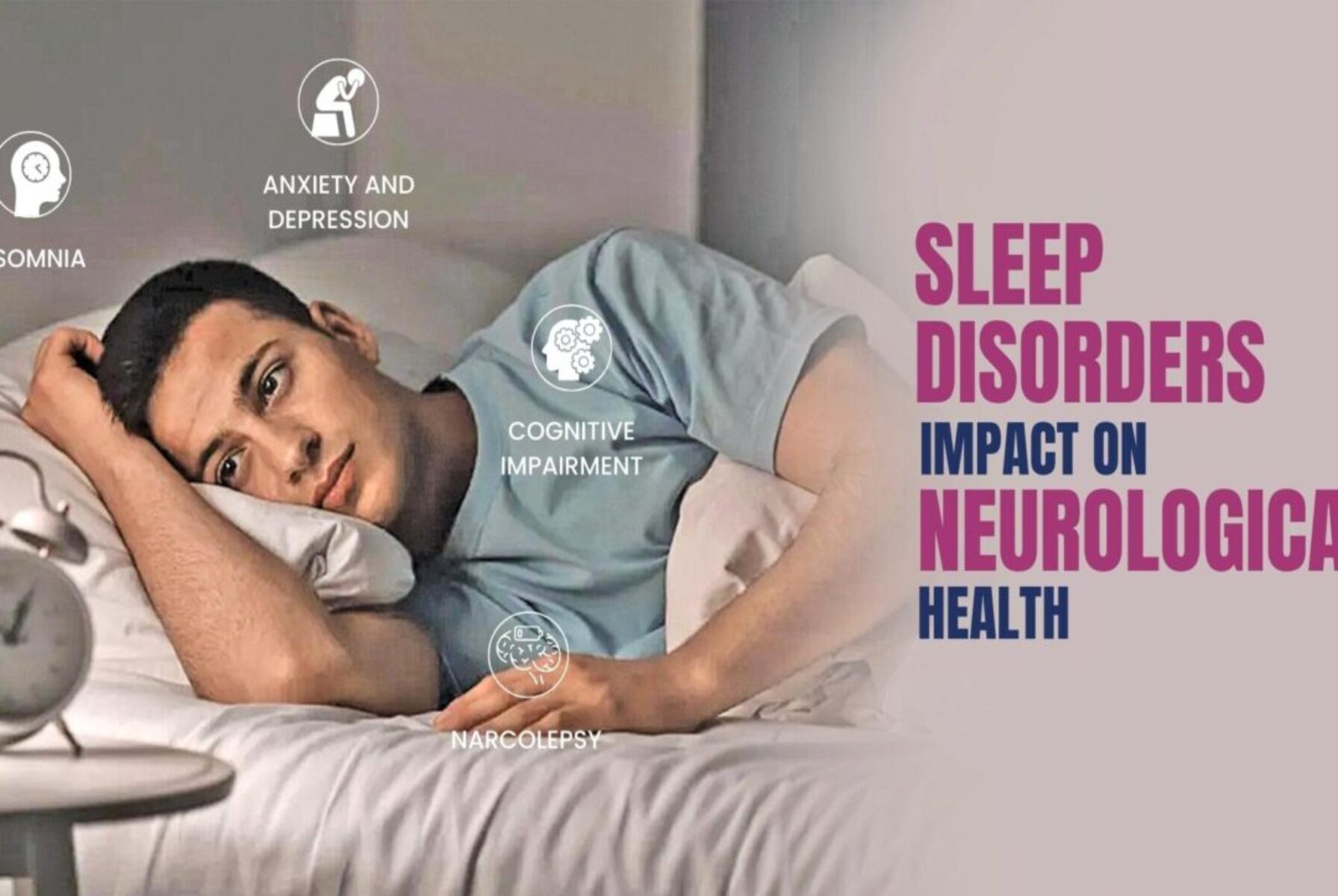 A detailed illustration showing the neurological impact of sleep disorders on brain function highlighting areas like memory and emotional balance