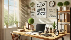 An organized workspace free from distractions for enhanced productivity