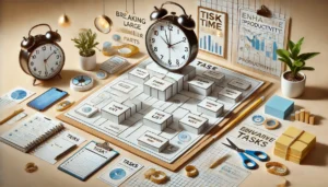 A person organizing their tasks as part of a morning routine to break down large tasks into smaller parts