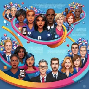 An illustration depicting the cultural influences on narcissism in modern society